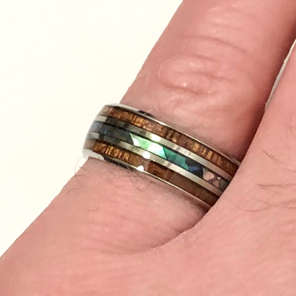 Ring With Wood, And Abalone Shell Inlay. Size 7 - image 4